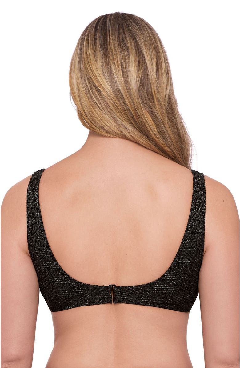 S3 Apparel Supportive and Sculpting Basket Weave Scoop Back Cutout U-Wire Bikini Swimsuit Top, Alternate, color, Onyx Black Basket Weave