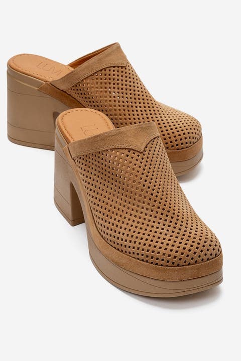 Dejas Leather Platform Block Heel Sandal