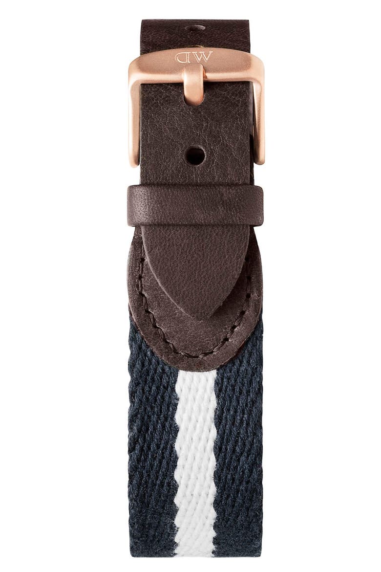 'Classic Glasgow' NATO Strap Watch, 40mm, Alternate, color, BLUE/ WHITE/ ROSE GOLD