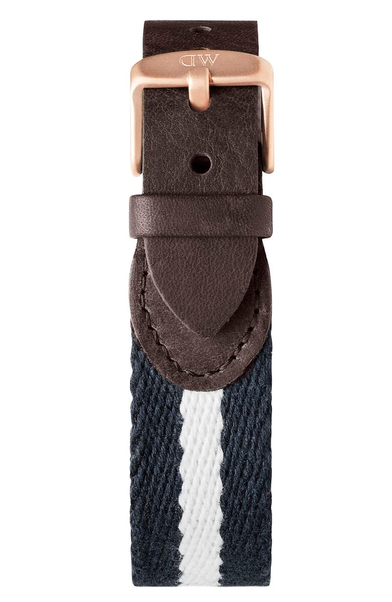 Daniel Wellington 'Classic Glasgow' NATO Strap Watch, 40mm, Alternate, color, Blue/ White/ Rose Gold