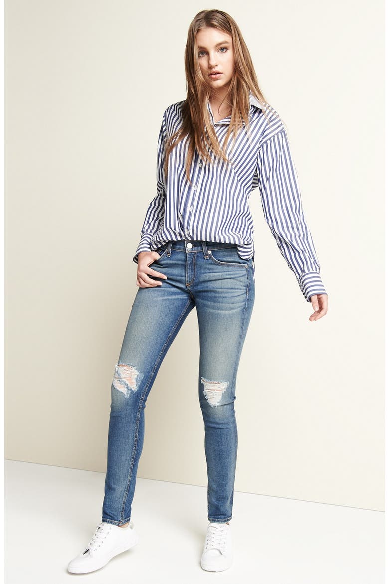 Destroyed Skinny Jeans, Alternate, color, CARMINE