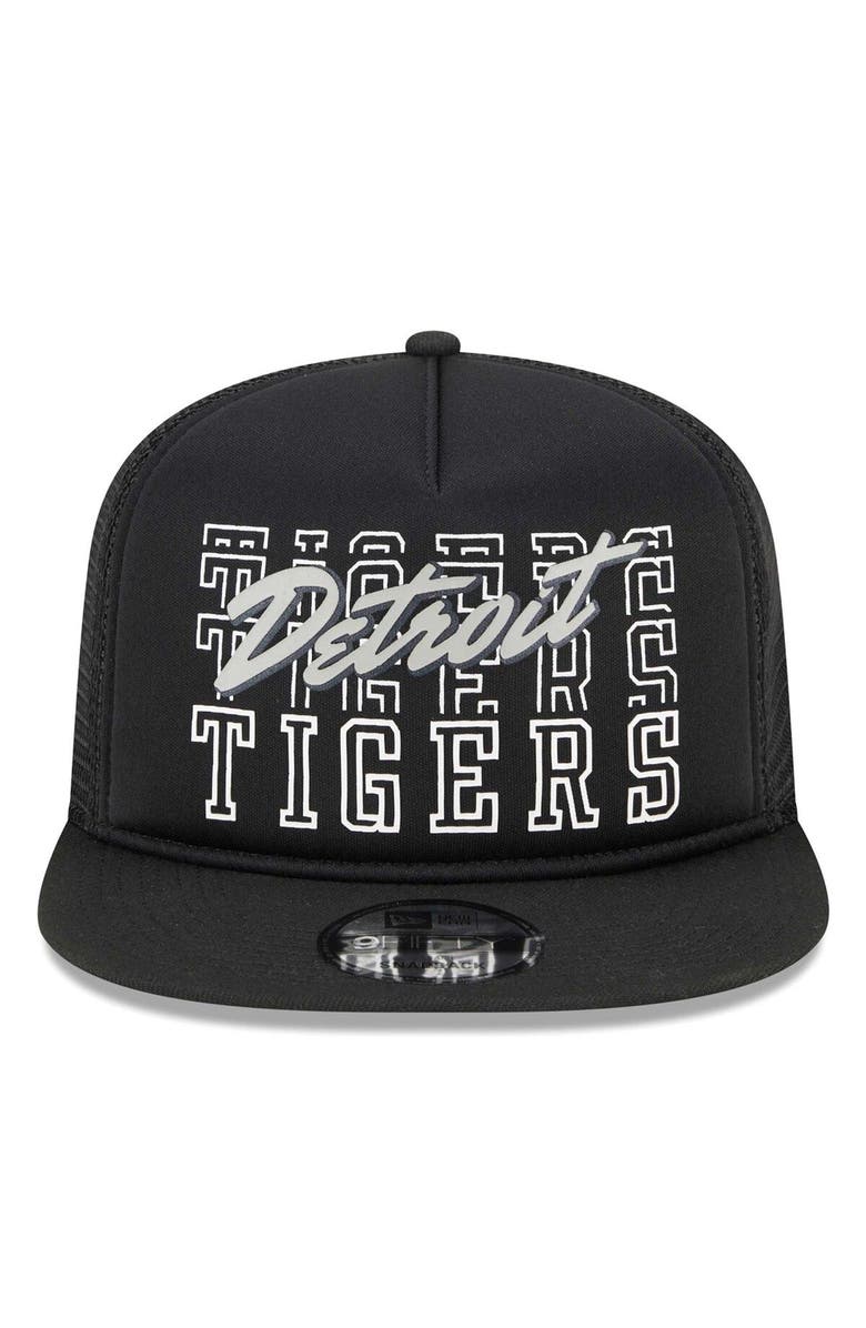 New Era Men's New Era Black Detroit Tigers  Street Team A-Frame Trucker 9FIFTY Snapback Hat, Alternate, color, Black