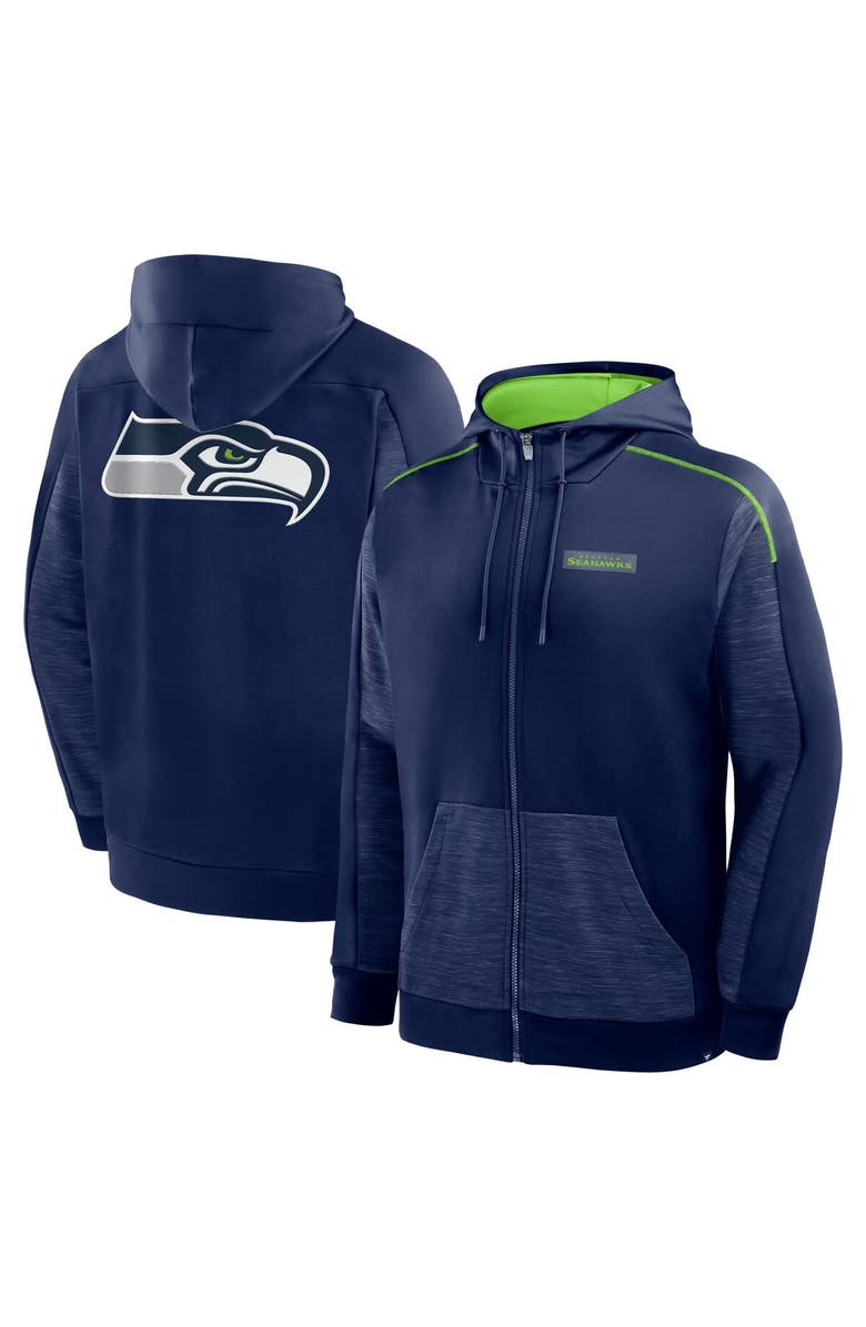 FANATICS Men's Fanatics College Navy Seattle Seahawks Checkdown Pass Full-Zip Hoodie, Main, color, College Navy