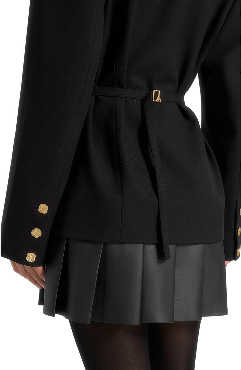Manière De Voir Nicole Tailored Cinch Blazer Dress with Pleats, Alternate, color, Black