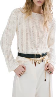 MANGO Fray Open Knit Sweater