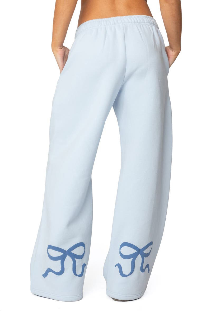 EDIKTED Bonney Bow Wide Leg Sweatpants, Alternate, color, Blue
