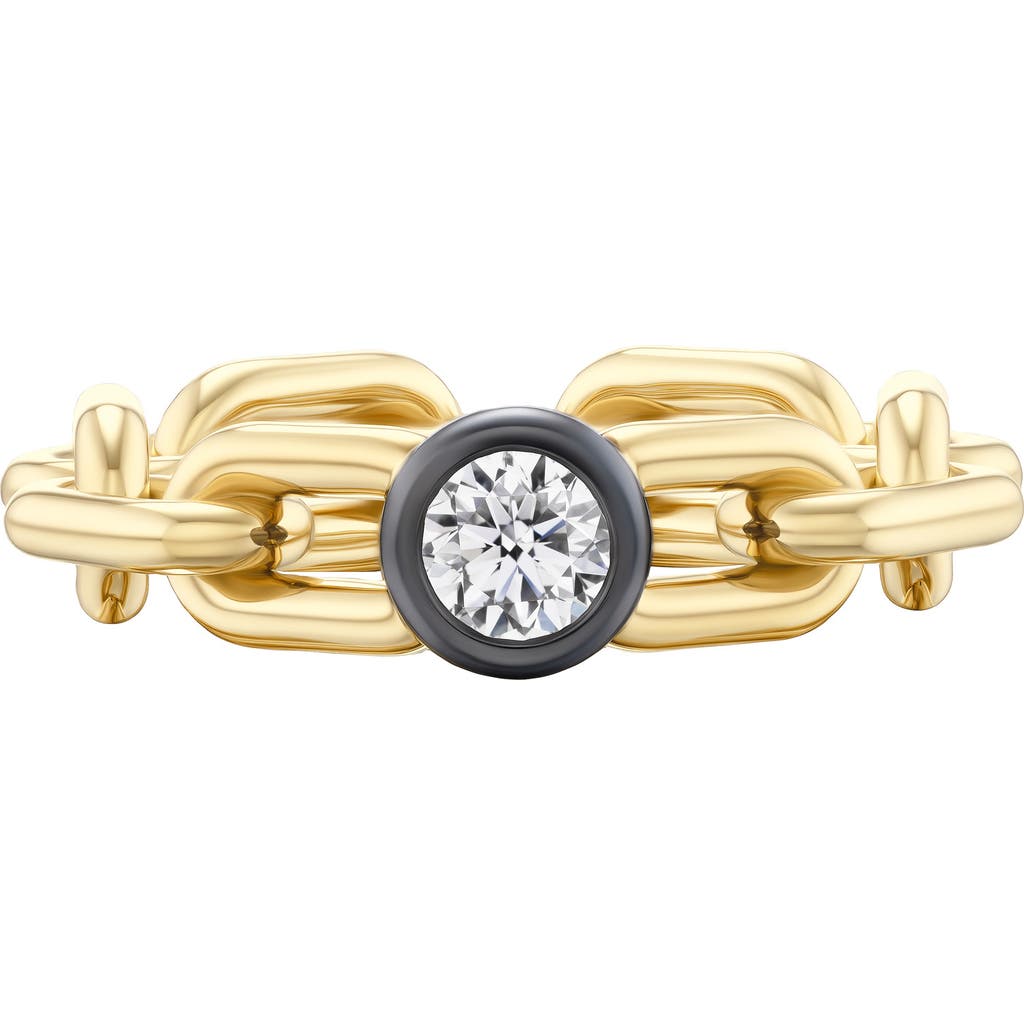 Uniform Object Diamond Chain Ring In Yellow Gold