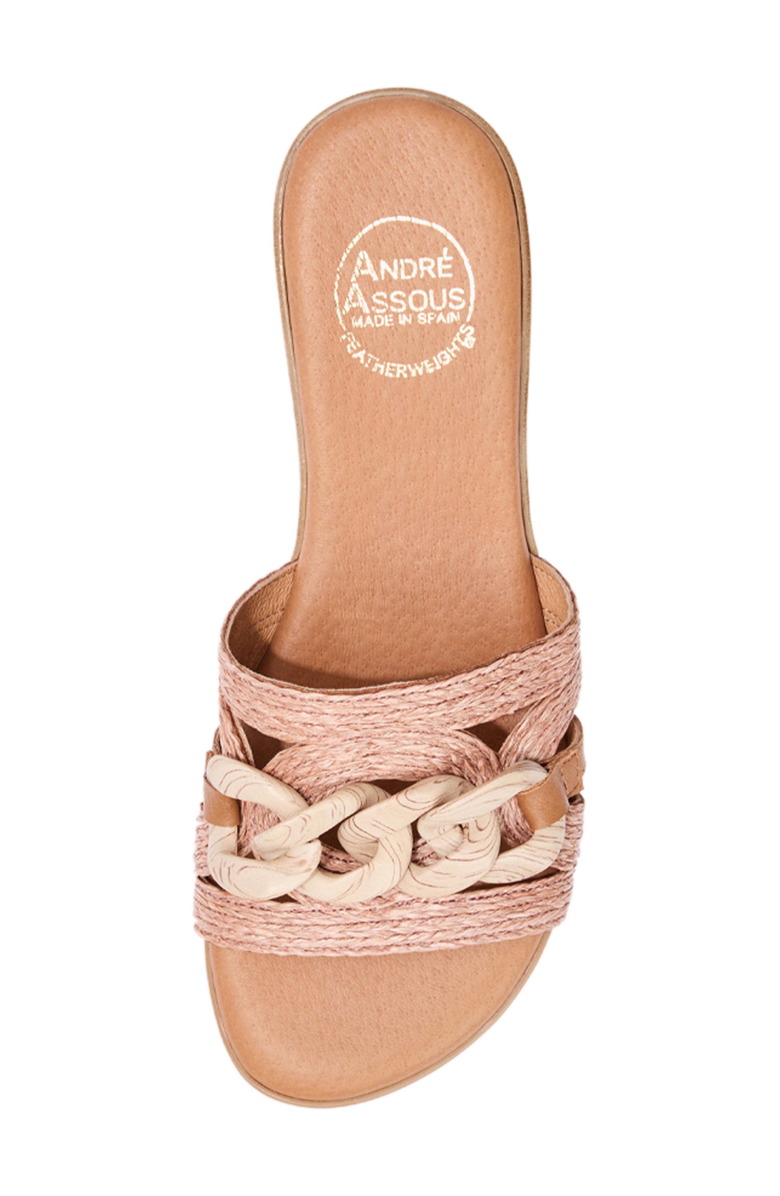 Neela Slide Sandal, Alternate, color, COGNAC RAFFIA