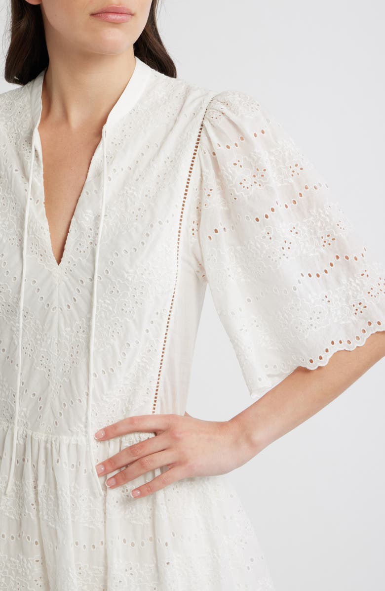BOSS Orange Cotton Broderie Dress, Alternate, color, Soft Cream