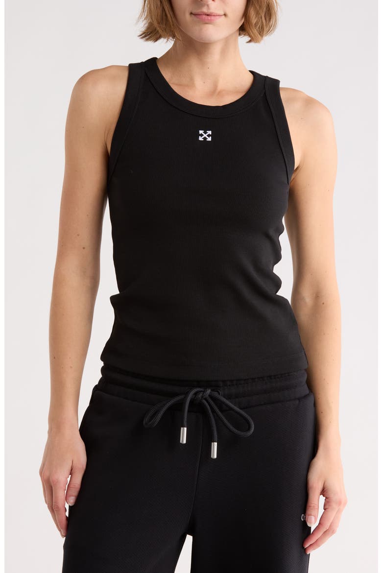 Fitted Ribbed Crop Tank, Main, color, BLACK NIGHT
