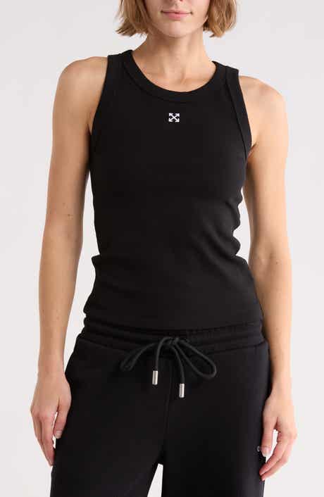 Off-White Fitted Ribbed Crop Tank