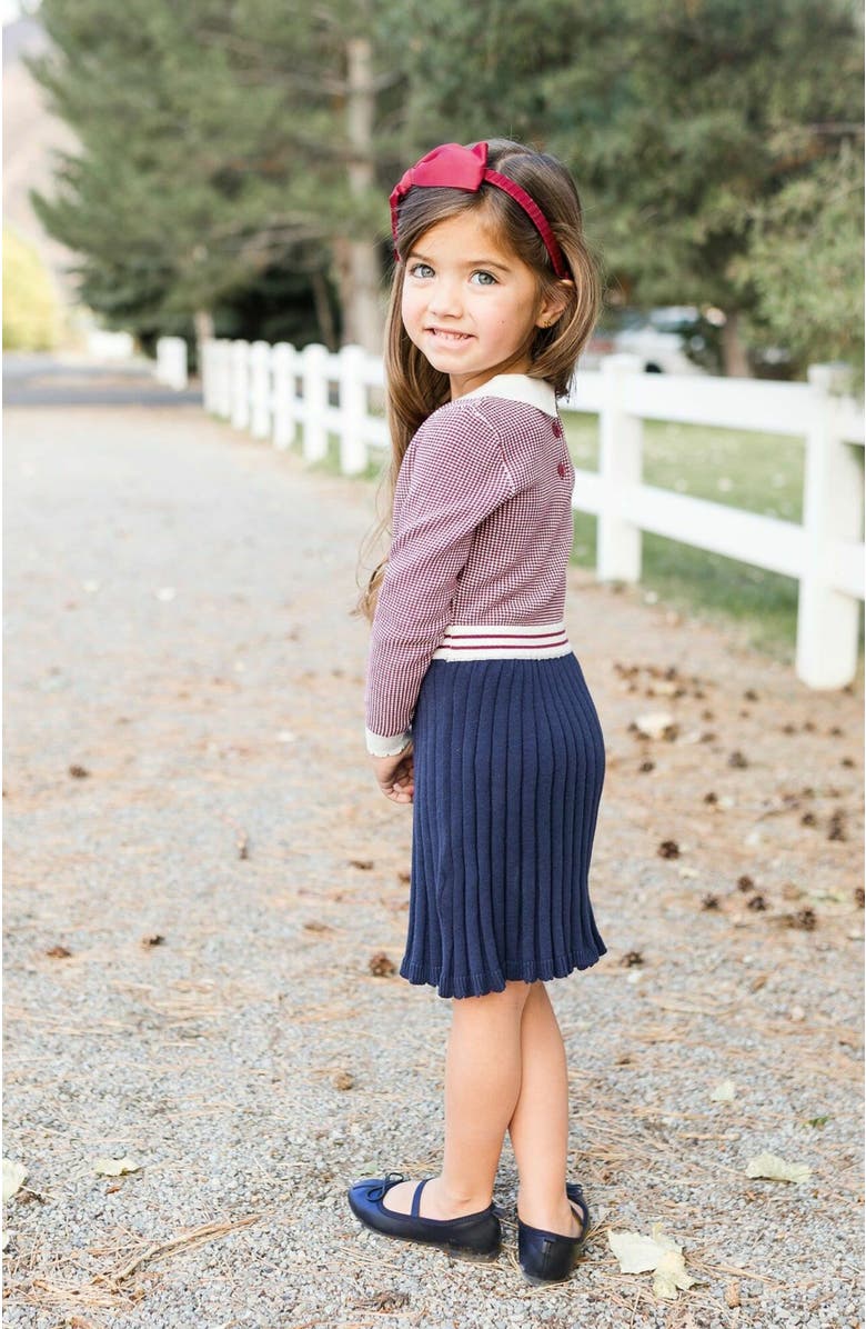 Hope & Henry Baby Girls' Organic French Blocked Sweater Dress, Infant, Alternate, color, Berry And Navy Colorblock