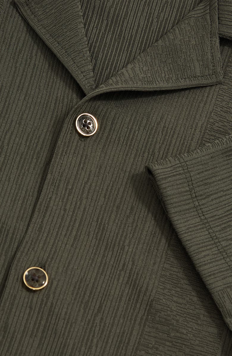 Reiss Ando Texture Stripe Camp Shirt, Alternate, color, Dark Green