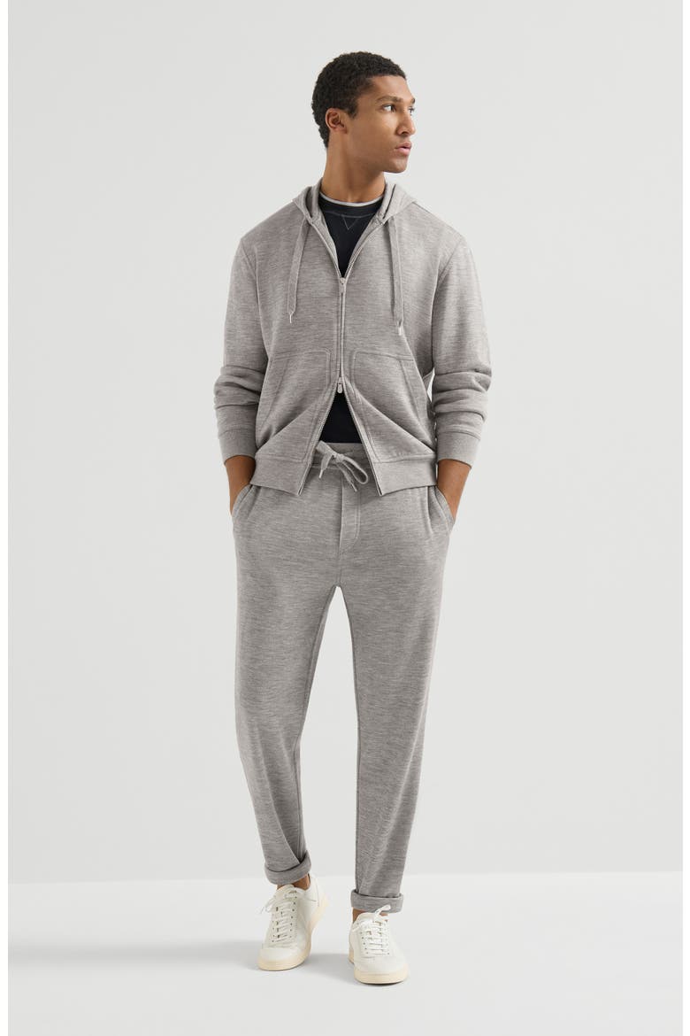 Cashmere and silk French terry trousers, Alternate, color, Grey