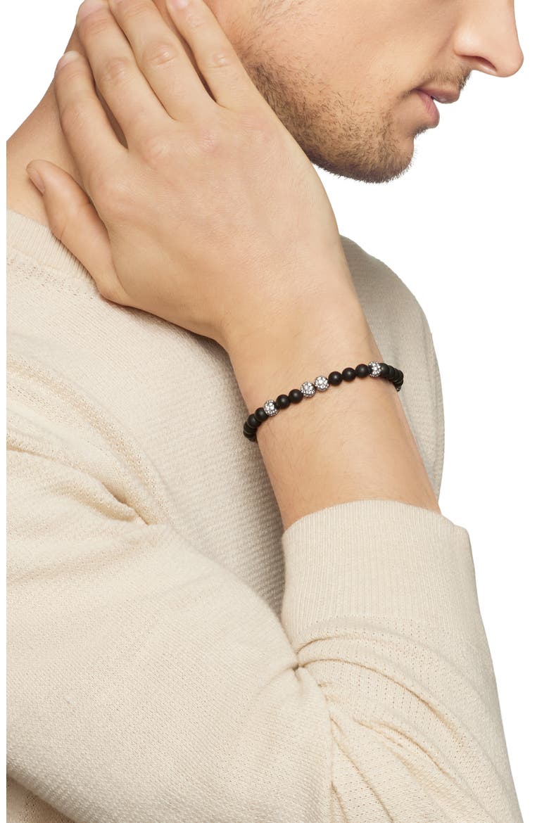 Spiritual Beads Bracelet in Sterling Silver with Black Onyx & Pavé Diamonds, Alternate, color, STERLING SILVER