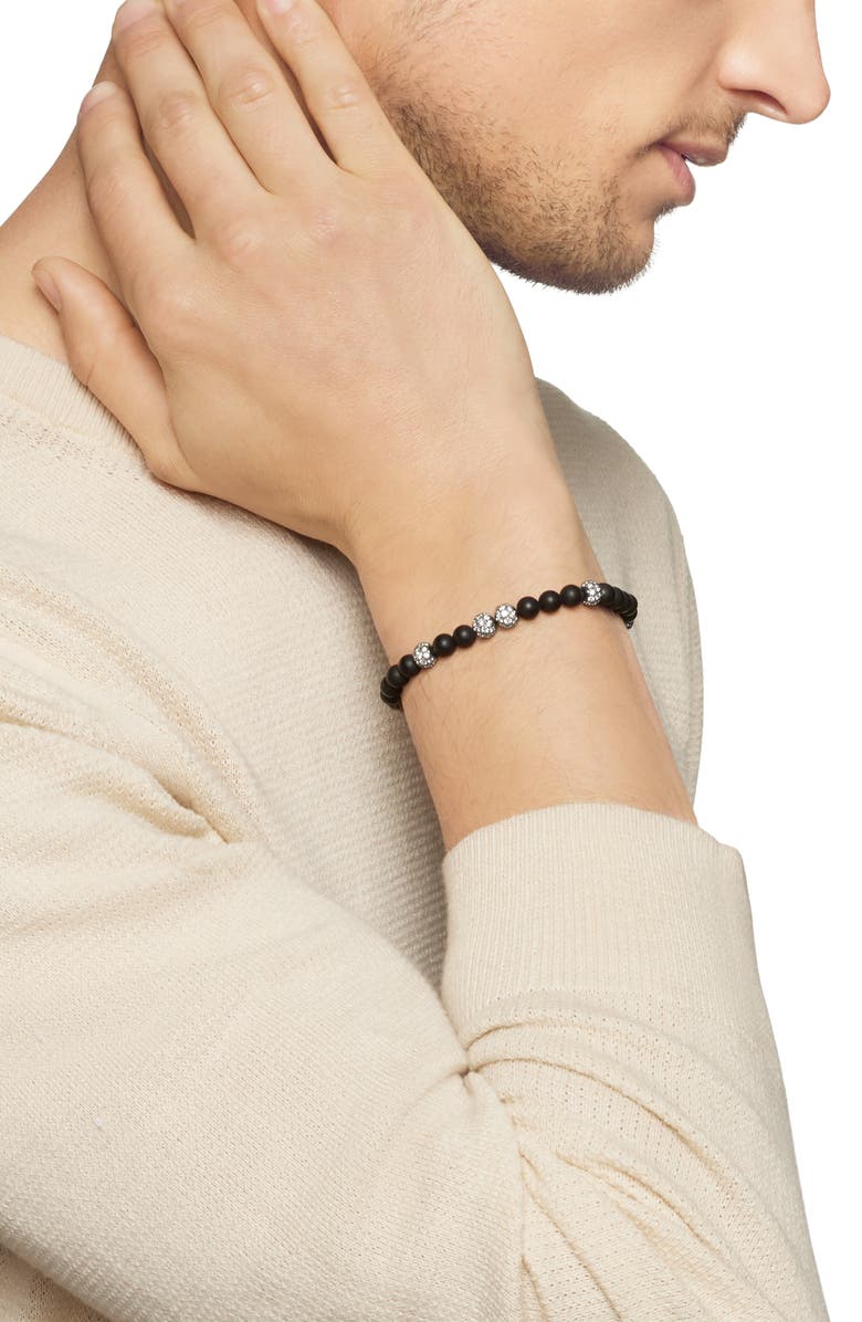 David Yurman Spiritual Beads Bracelet in Sterling Silver with Black Onyx & Pavé Diamonds, Alternate, color, Sterling Silver