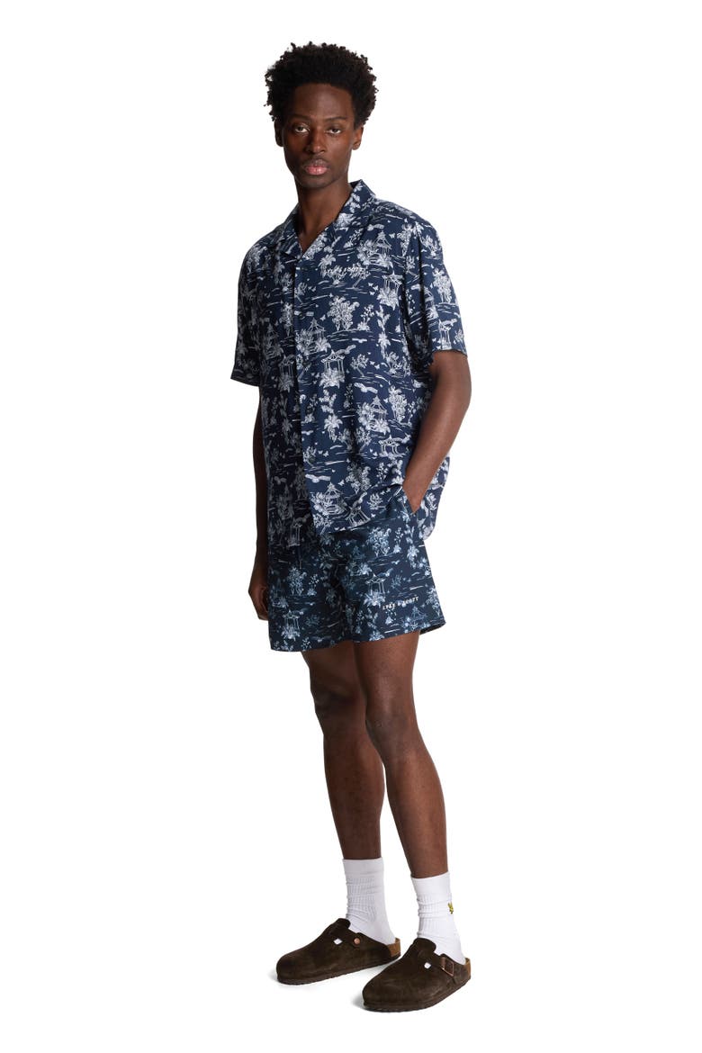 Botanical Garden Print Resort Shirt, Main, color, Dark Navy