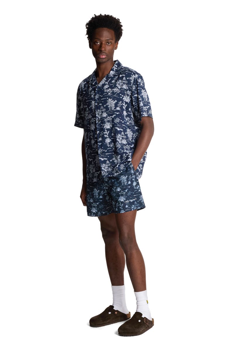 Lyle & Scott Botanical Garden Print Resort Shirt, Main, color, Dark Navy