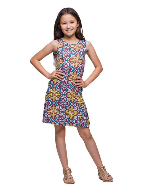 Sleeveless Knee Length A-Line Floral Print Pocket Dress