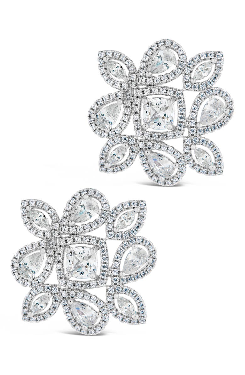 Sterling Forever Kelsea Cubic Zirconia Statement Stud Earrings, Alternate, color, Silver