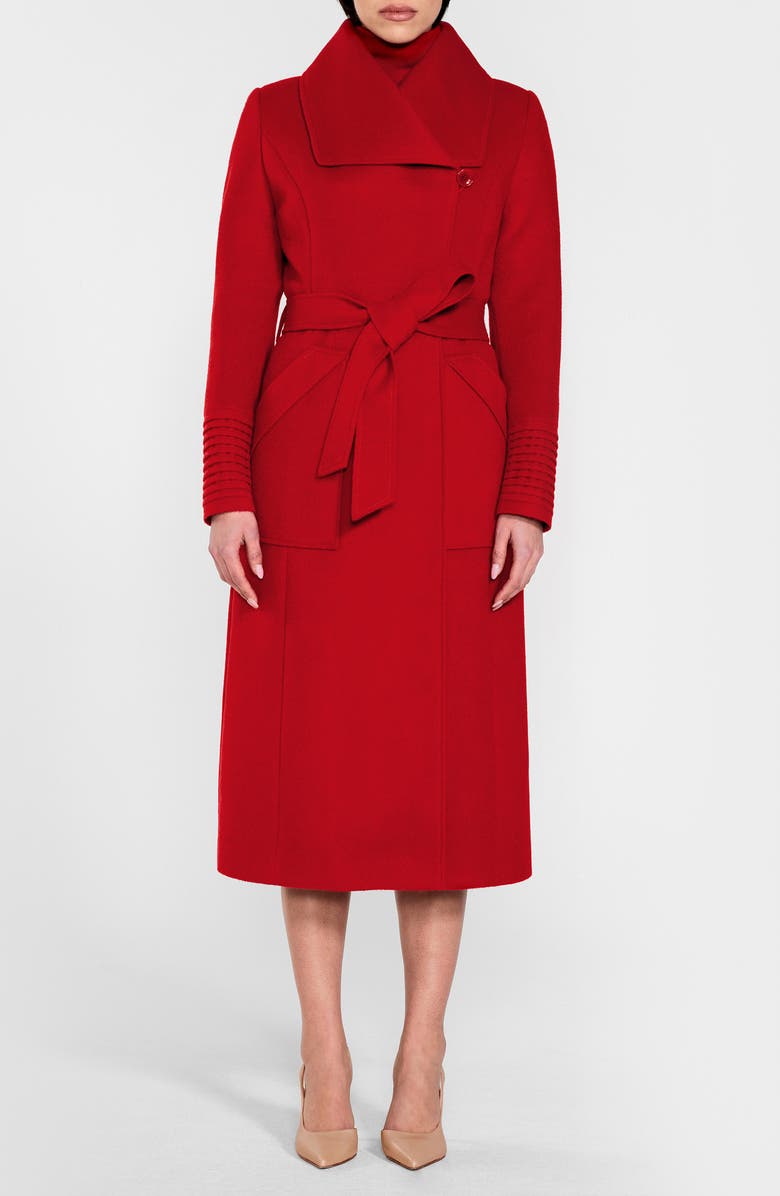 SENTALER Wide Collar Alpaca & Wool Wrap Coat, Main, color, Scarlet Red