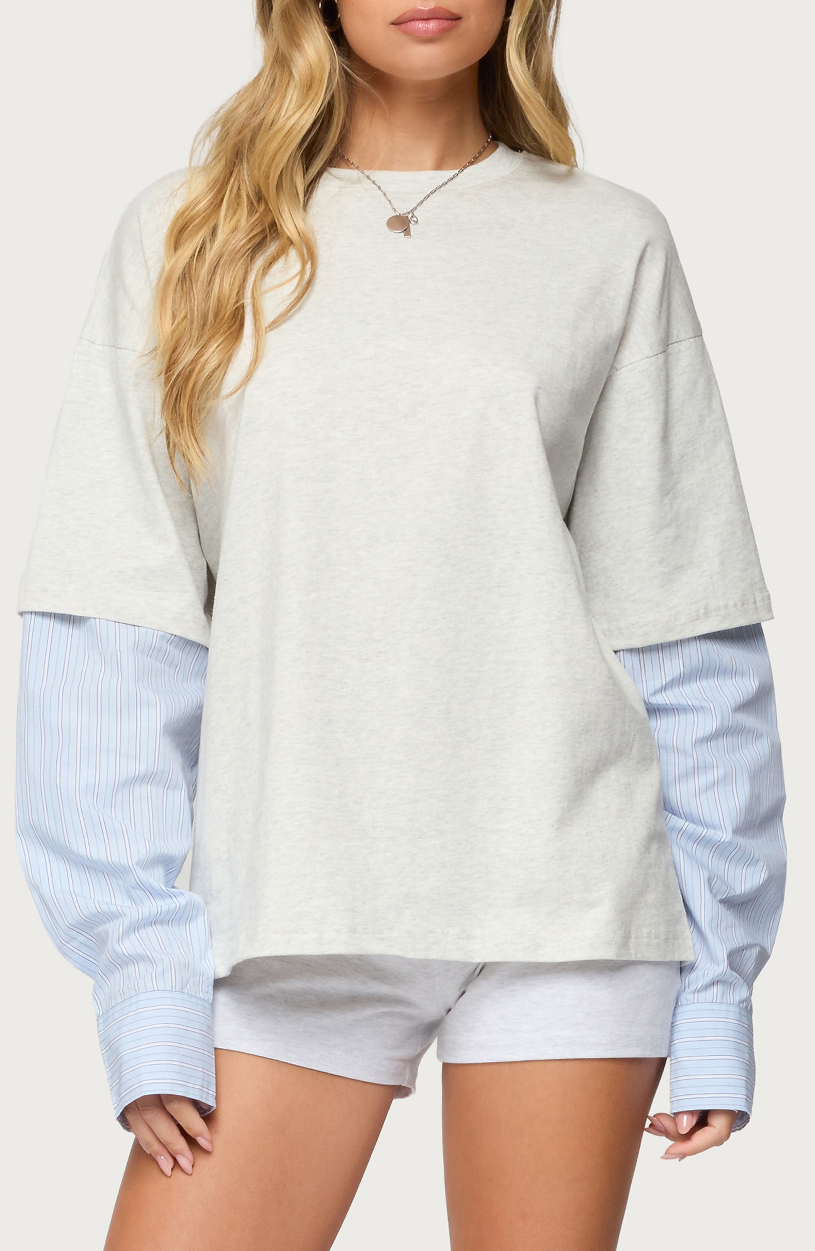 Edikted Tailor Oversized Layered Top In White
