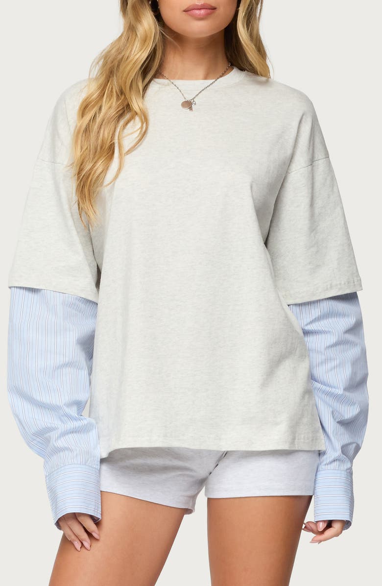 EDIKTED Tailor Oversize Layered Top, Main, color, Light-Gray-Melange