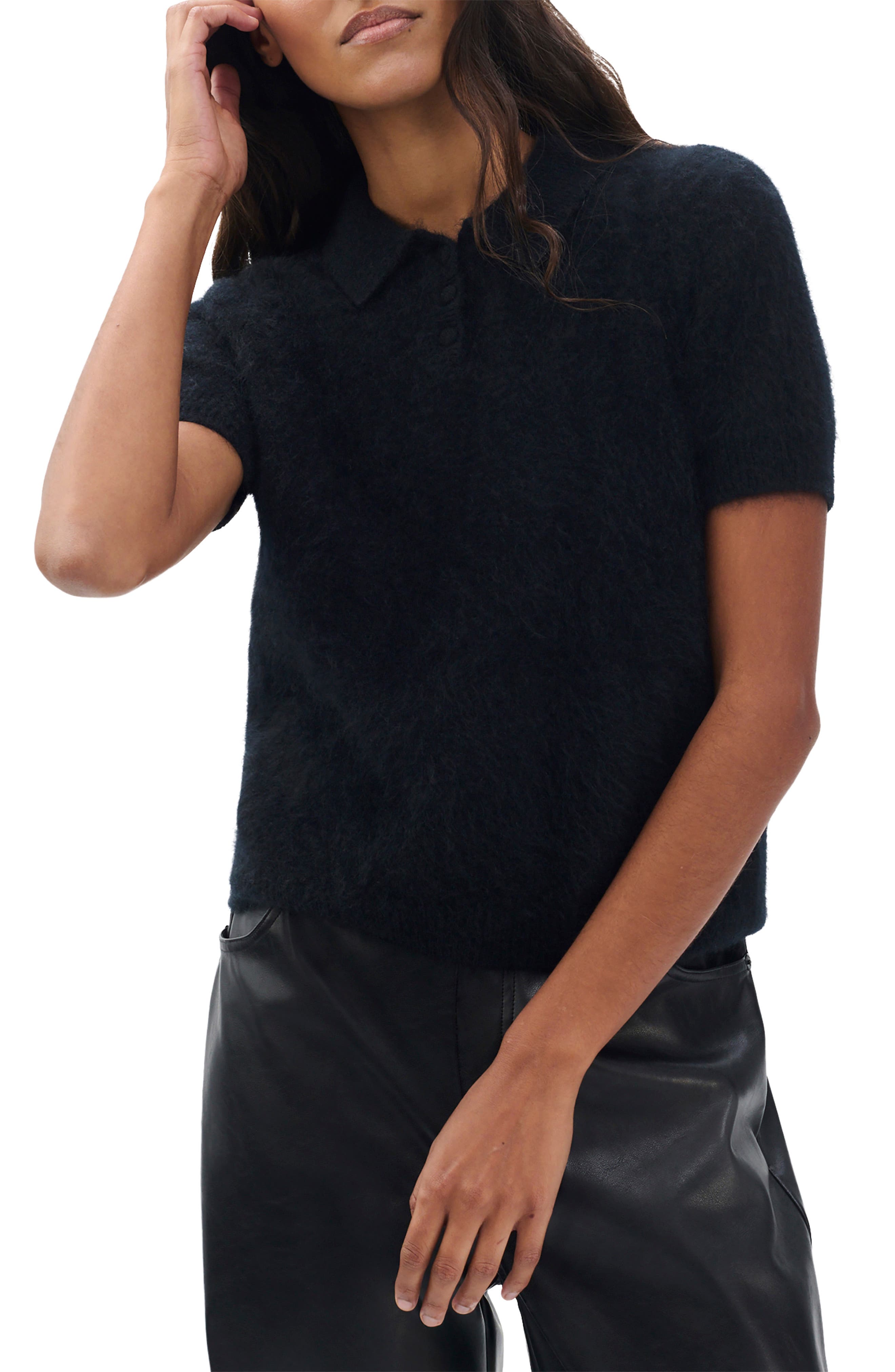 Jada Brushed Cashmere Polo Sweater
