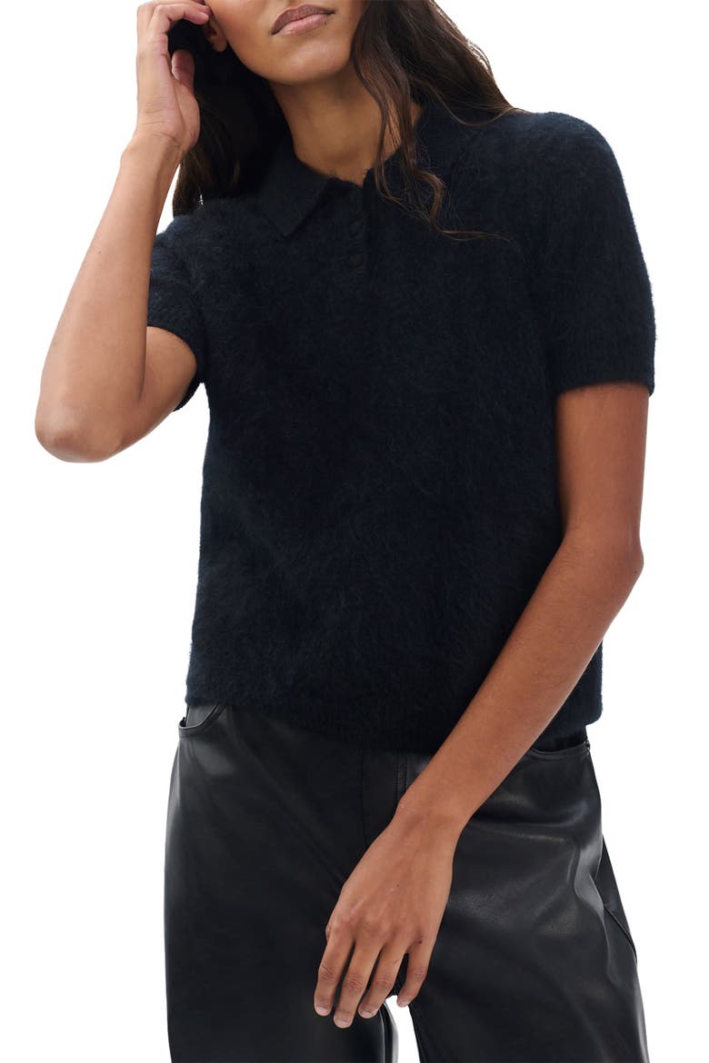 Jada Brushed Cashmere Polo Sweater, Main, color, BLACK