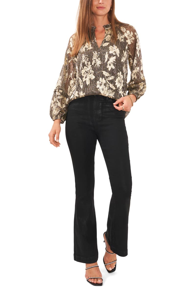 Vince Camuto Metallic Floral Print Blouse, Alternate, color, 