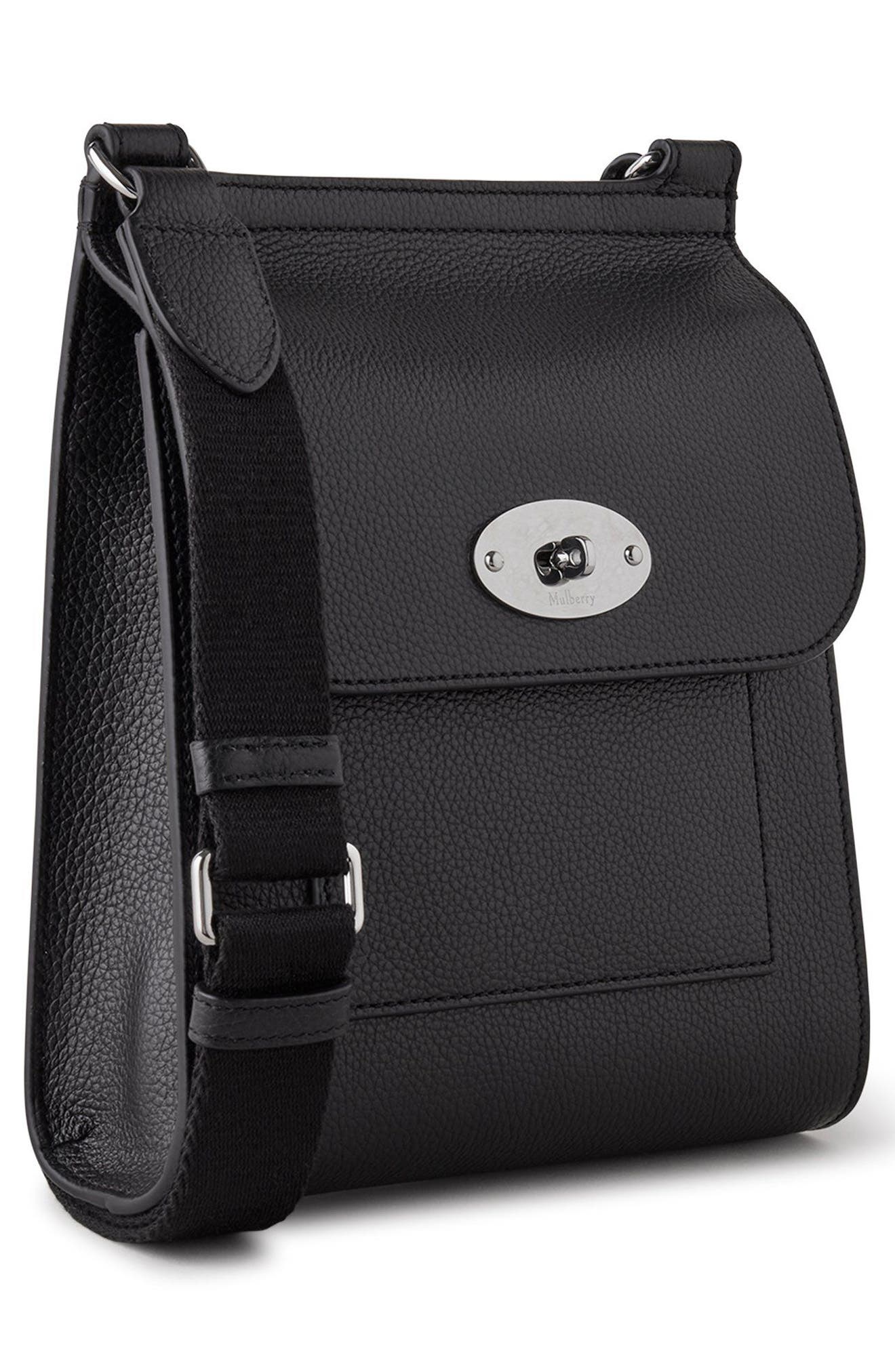 Small Antony Leather Crossbody Bag, Alternate, color, BLACK-SILVER TONED