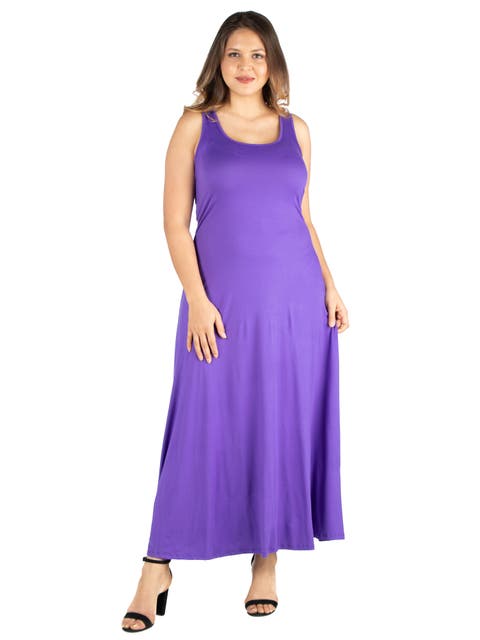 Plus Size Scoop Neck Tank A Line Maxi Dress