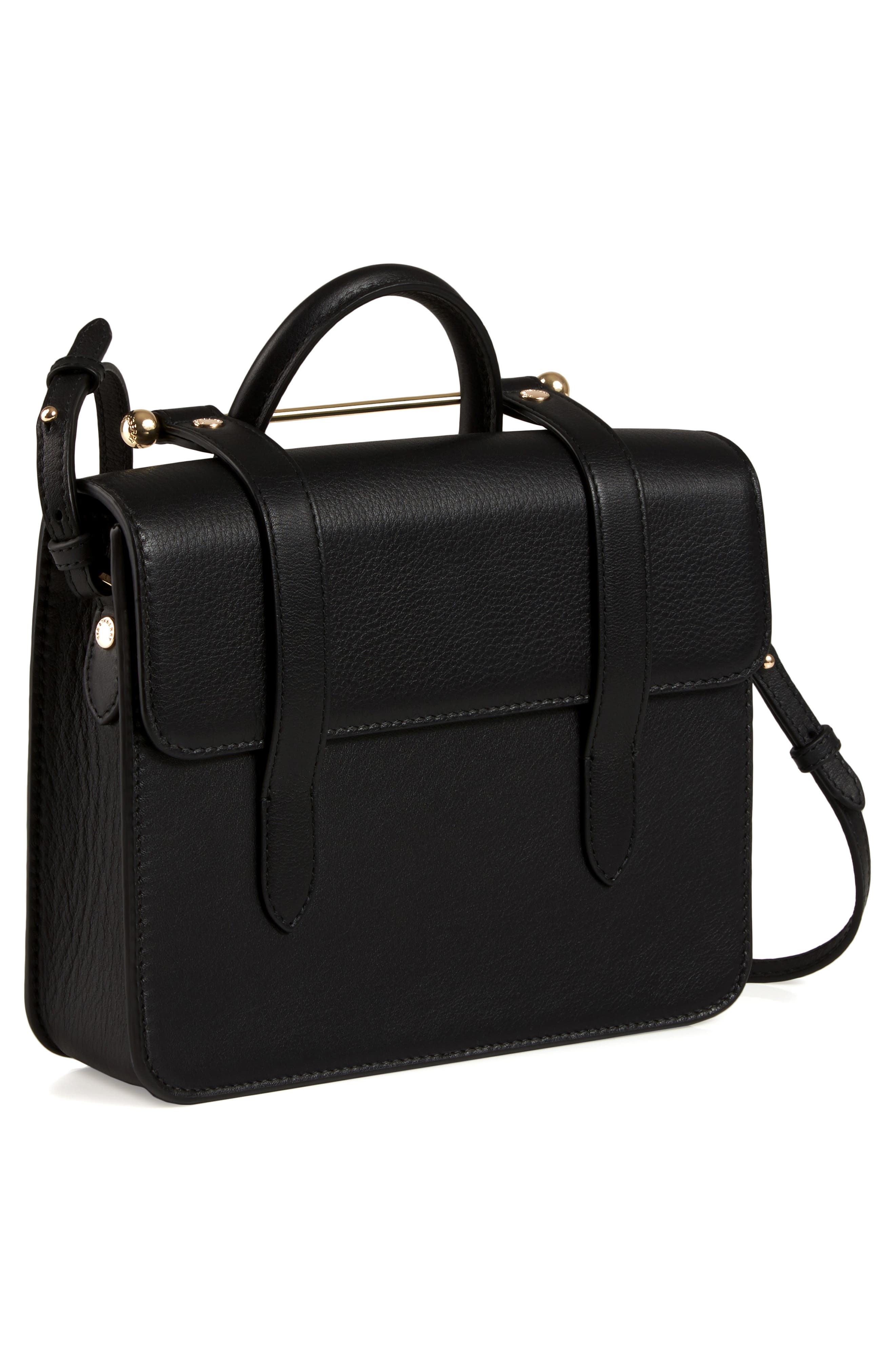 MC Mini Leather Crossbody Bag, Alternate, color, BLACK