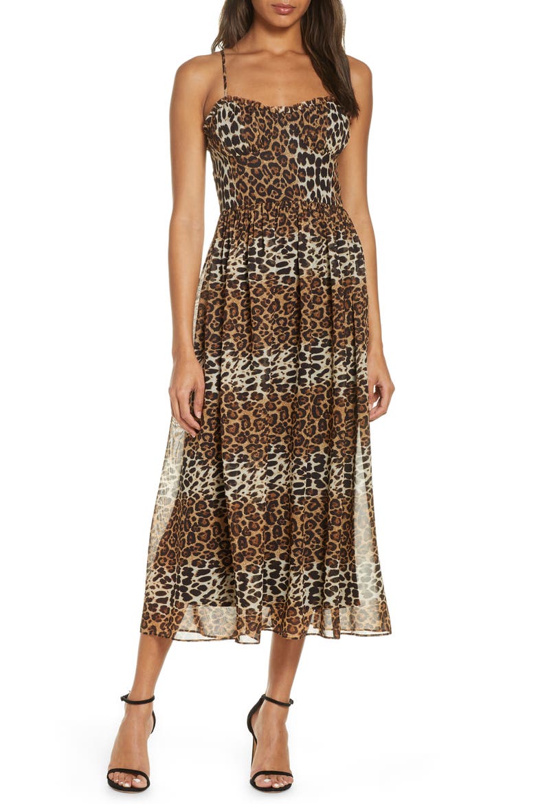 Daisy Leopard Print Chiffon Cocktail Dress, Main, color, LEOPARD