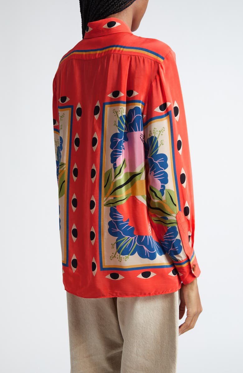 FARM Rio Surreal Scarf Print Button-Up Shirt, Alternate, color,