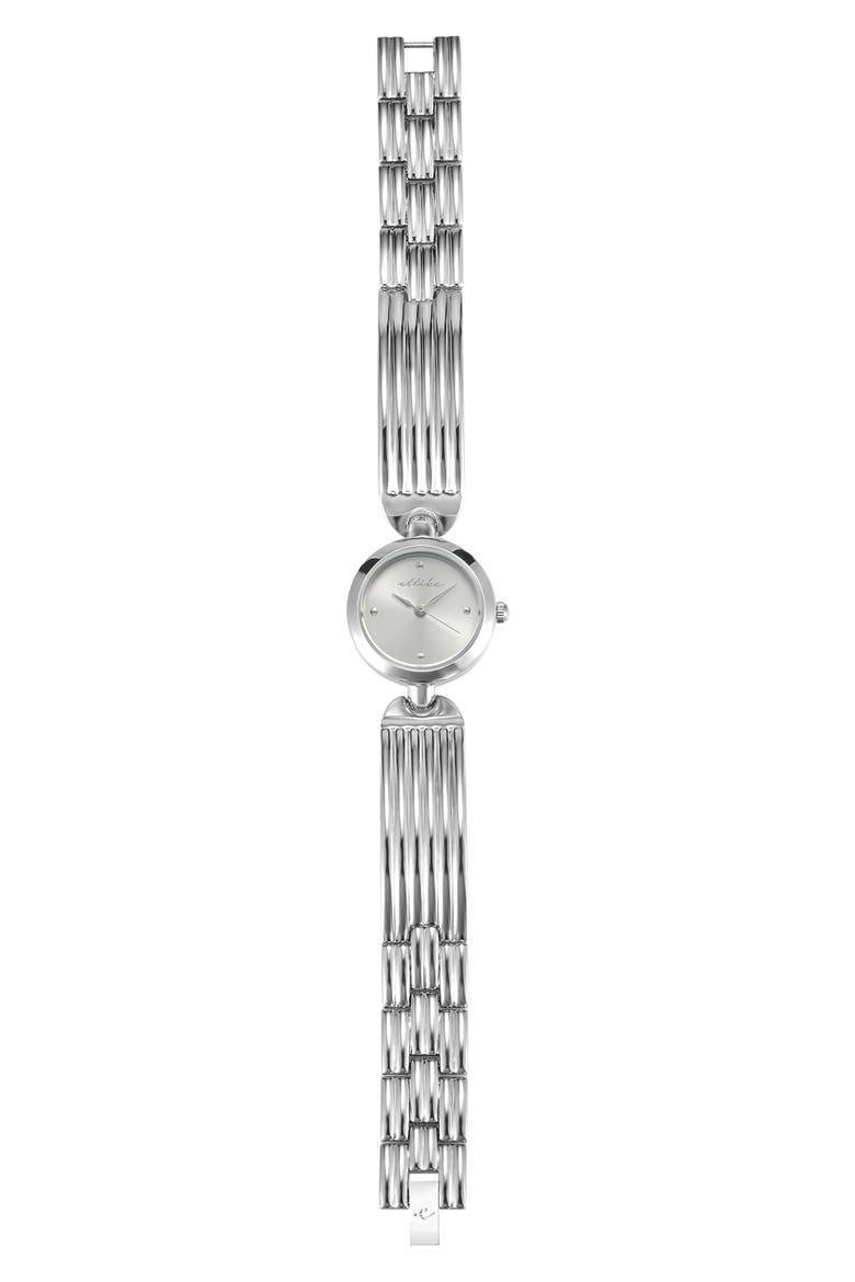 Ribbed Quartz Bracelet Watch, 24mm x 33.5mm, Alternate, color, VANILLA AND SILVER