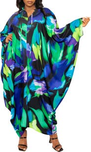 BUXOM COUTURE Abstract Print Long Sleeve Caftan