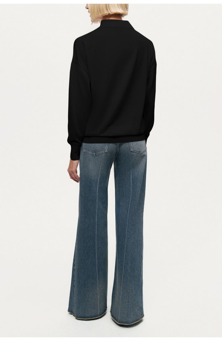 Nocturne Relaxed Polo Knit Sweater, Alternate, color, Black