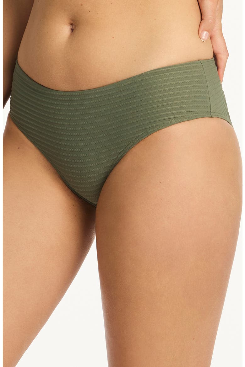 Textured Bikini Bottoms, Alternate, color, KHAKI