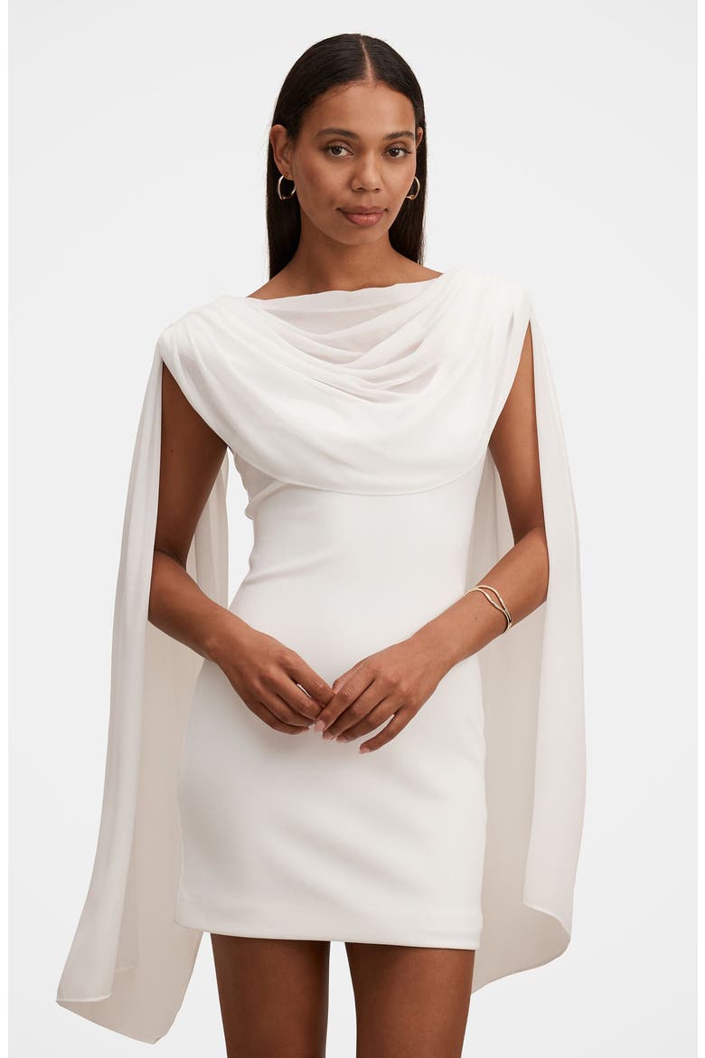 Bowie Drape Detail Minidress, Alternate, color, PORCELAIN