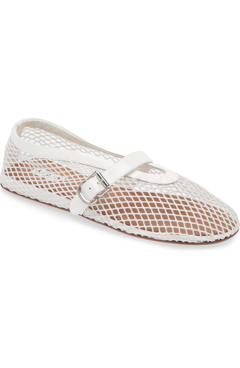 Alaïa Fishnet Ballerina Flat, Main, color, Blanc Optique