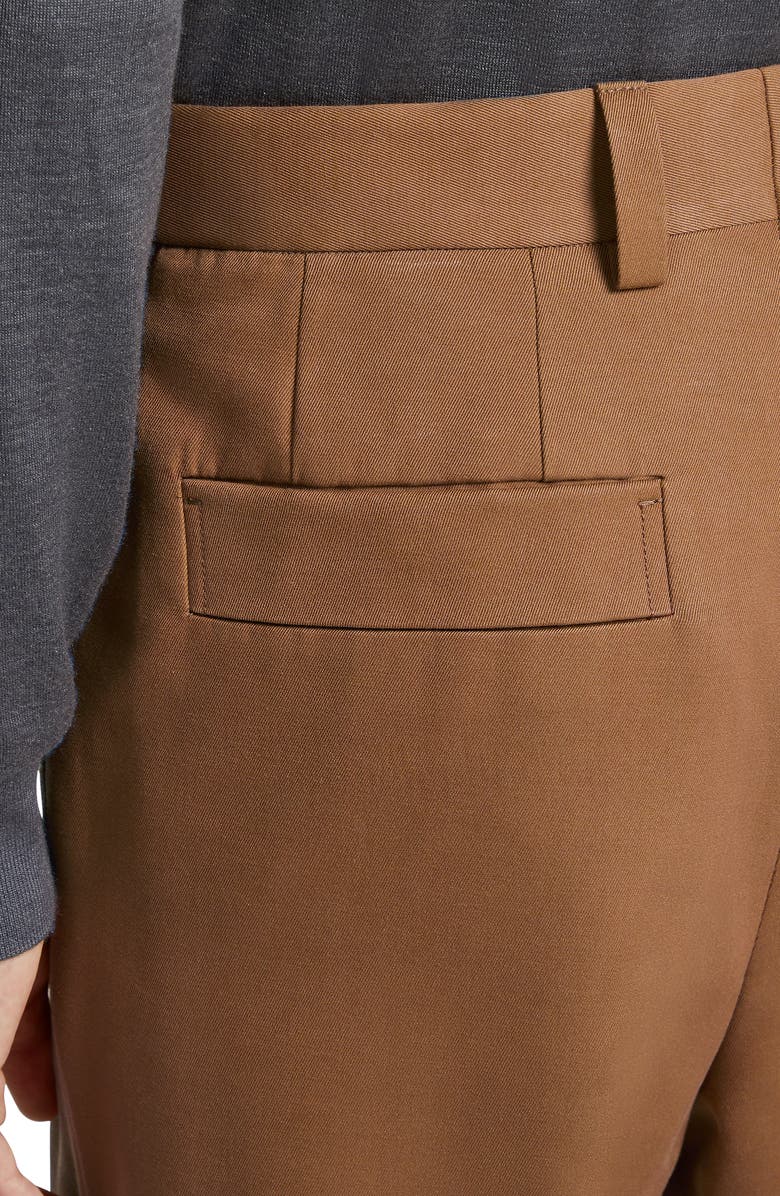 ZEGNA Pleat Front Cotton & Wool Pants, Alternate, color, Vicuna