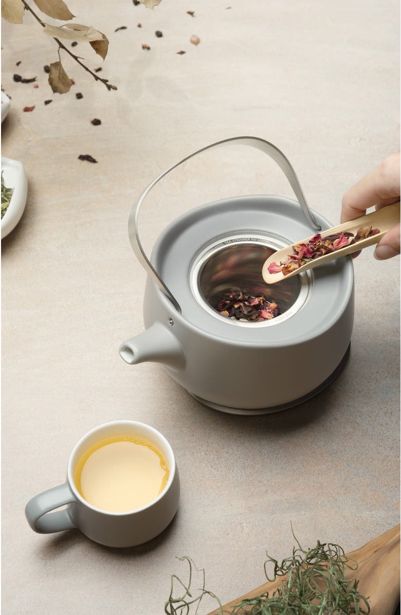 OHOM INC Leiph Self-heating Teapot Set, Alternate, color, Soft Gray