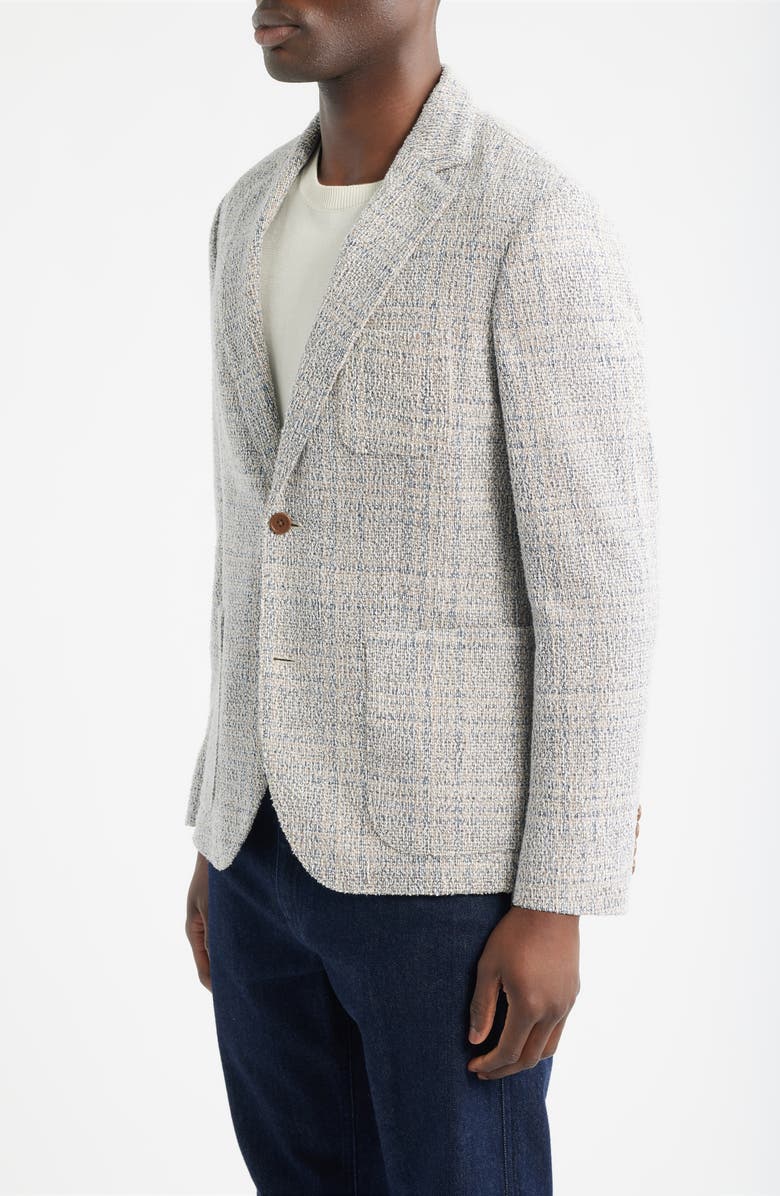 Nordstrom Henrik Trim Fit Knit Cotton Blend Tweed Sport Coat, Alternate, color, Beige Vaca Plaid