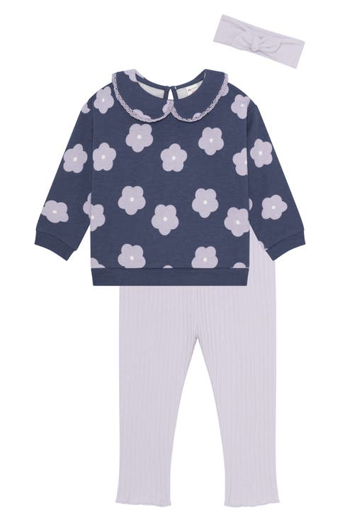 Collared Sweatshirt, Leggings & Headband Set