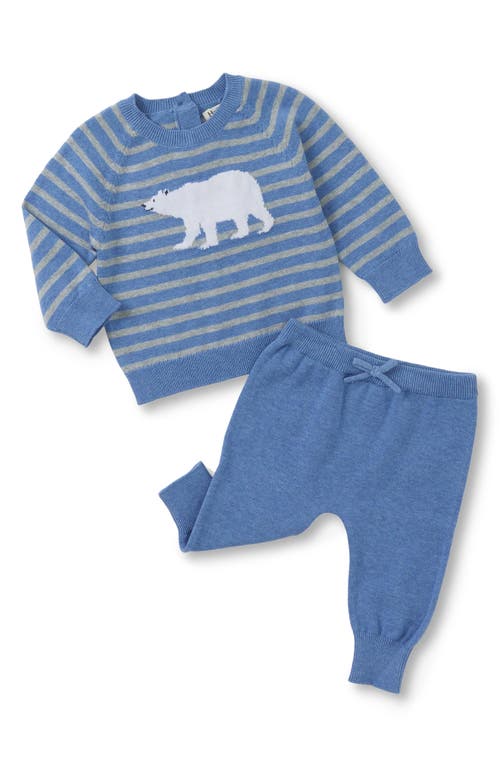 Hatley Babies'  Intarsia Polar Bear Stripe Sweater & Pants Set In Blue