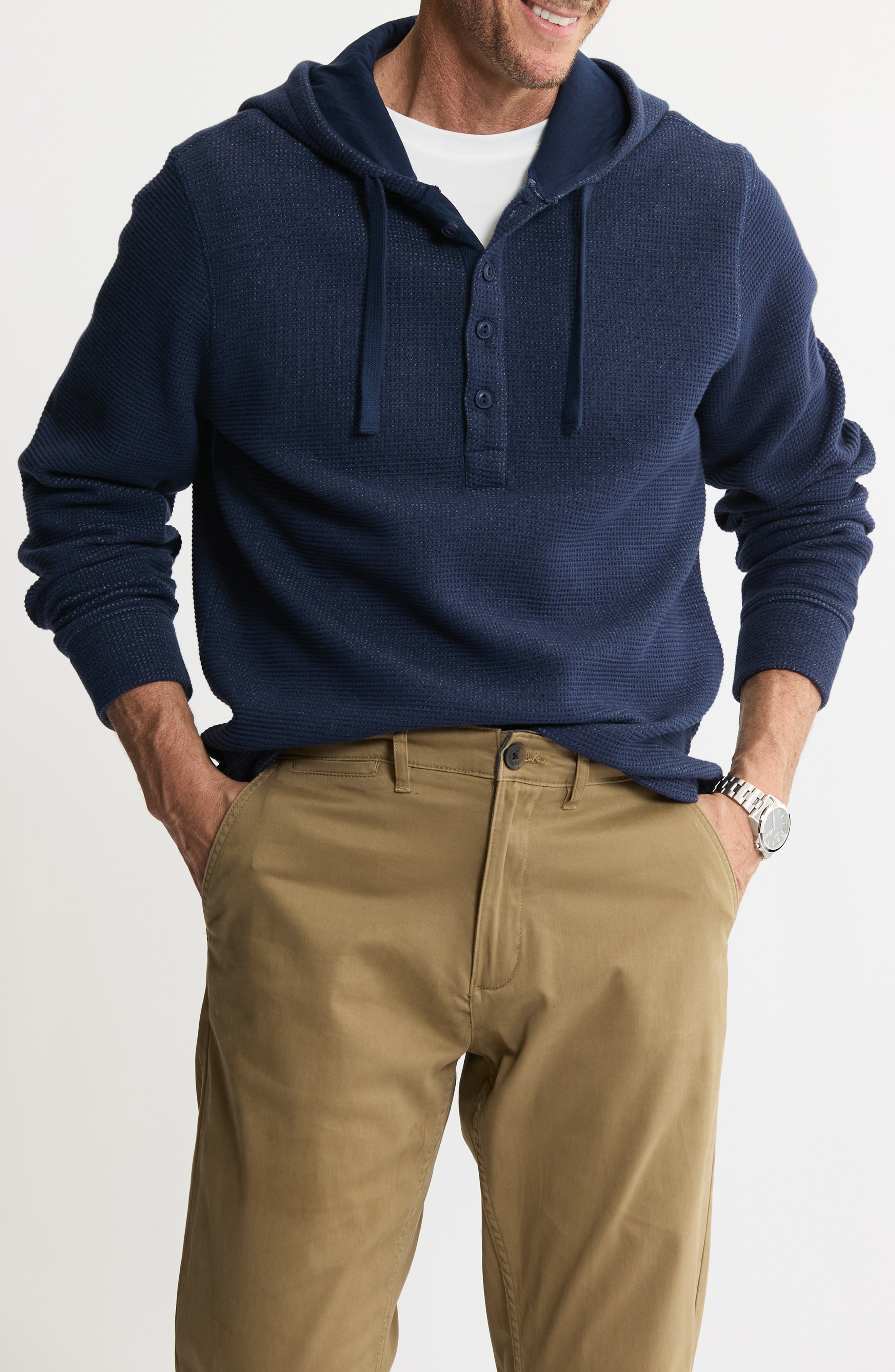 JACHS Textured Knit Hooded Pullover