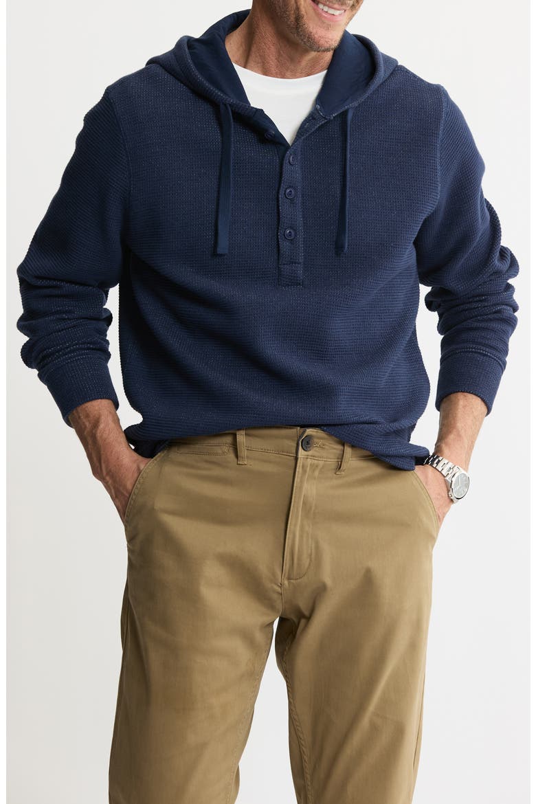 Textured Knit Hooded Pullover, Main, color, NAVY