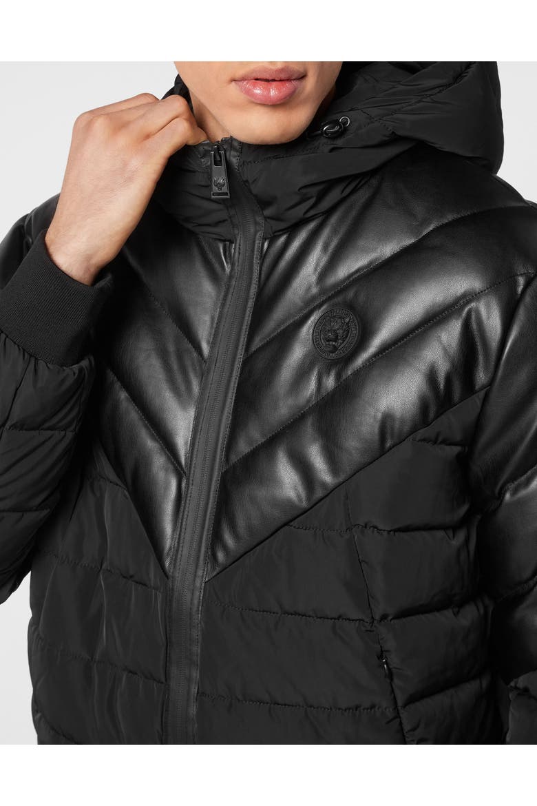 Nylon Puffer Jacket Men, Alternate, color, black