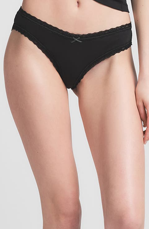 Lightweight Cotton Lace Trim Briefs (Regular & Plus)